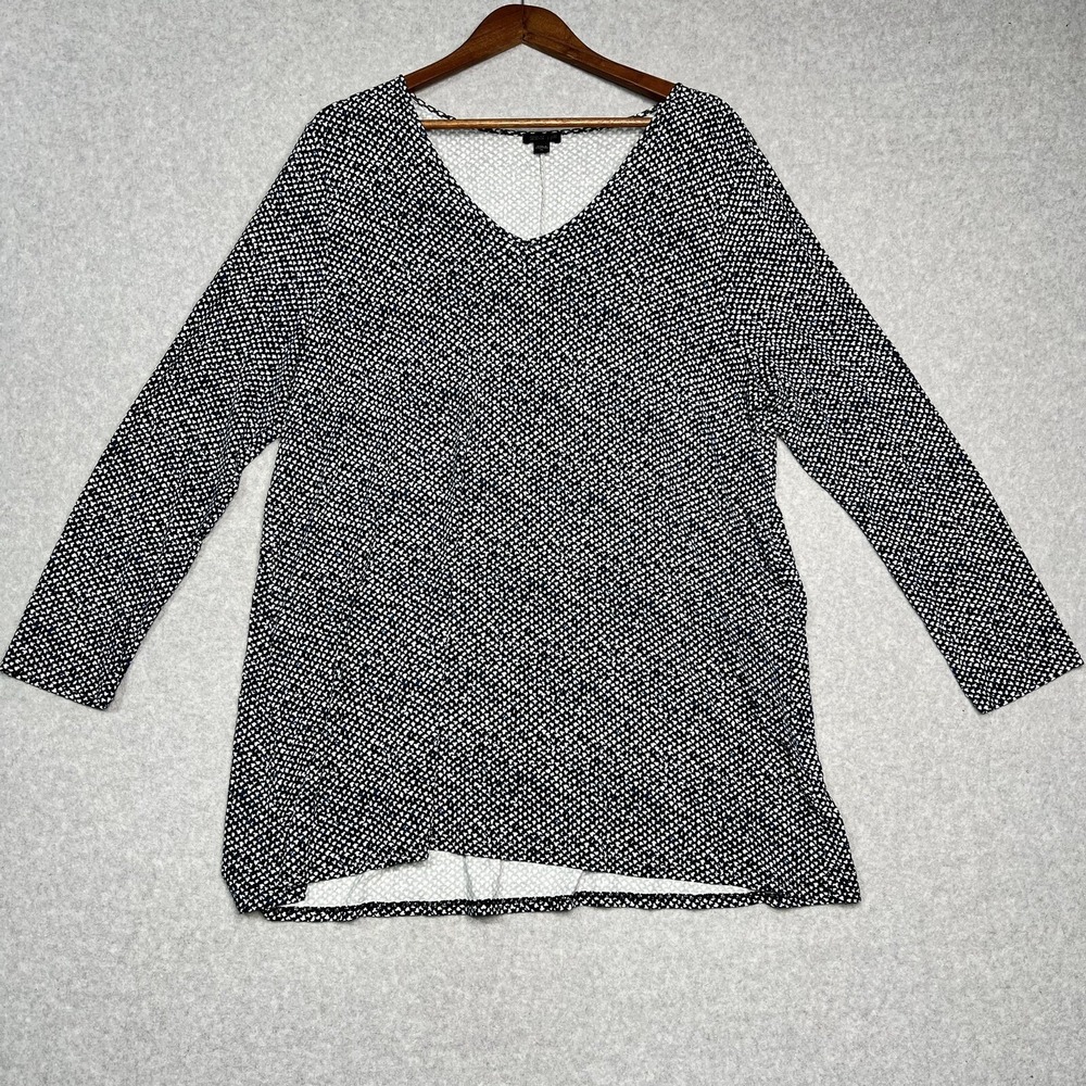 J Jill Blouse Tunic Womens XL Whatever Collection Black Multicolor Pullover Top